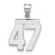 Medium Polished Number 47 Charm Pendant in Real 14k White Gold