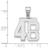 Medium Polished Number 48 Charm Pendant in Real 14k White Gold