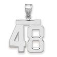 Medium Polished Number 48 Charm Pendant in Real 14k White Gold