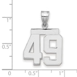 Medium Polished Number 49 Charm Pendant in Real 14k White Gold