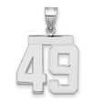 Medium Polished Number 49 Charm Pendant in Real 14k White Gold