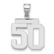 Medium Polished Number 50 Charm Pendant in Real 14k White Gold