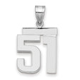 Medium Polished Number 51 Charm Pendant in Real 14k White Gold