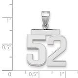 Medium Polished Number 52 Charm Pendant in Real 14k White Gold