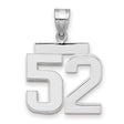 Medium Polished Number 52 Charm Pendant in Real 14k White Gold