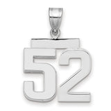 Medium Polished Number 52 Charm Pendant in Real 14k White Gold