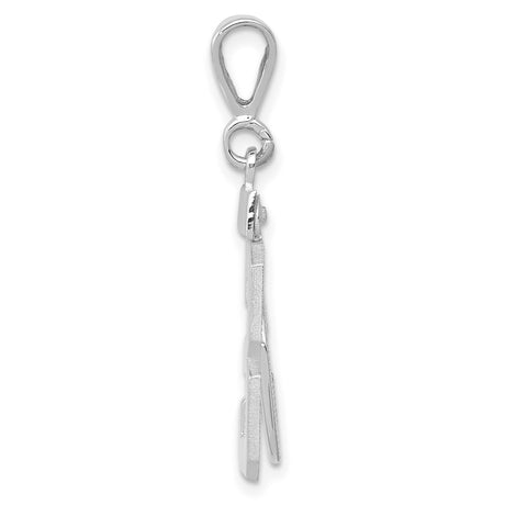 Medium Polished Number 53 Charm Pendant in Real 14k White Gold
