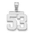 Medium Polished Number 53 Charm Pendant in Real 14k White Gold