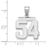 Medium Polished Number 54 Charm Pendant in Real 14k White Gold