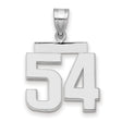 Medium Polished Number 54 Charm Pendant in Real 14k White Gold