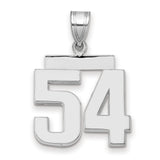 Medium Polished Number 54 Charm Pendant in Real 14k White Gold