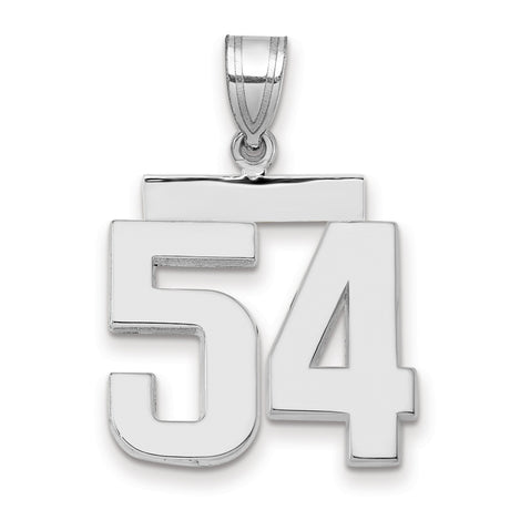Medium Polished Number 54 Charm Pendant in Real 14k White Gold
