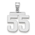 Medium Polished Number 55 Charm Pendant in Real 14k White Gold