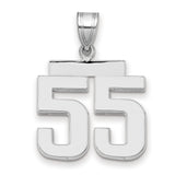 Medium Polished Number 55 Charm Pendant in Real 14k White Gold