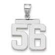 Medium Polished Number 56 Charm Pendant in Real 14k White Gold