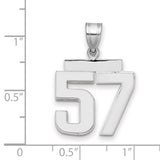 Medium Polished Number 57 Charm Pendant in Real 14k White Gold