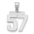Medium Polished Number 57 Charm Pendant in Real 14k White Gold