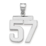 Medium Polished Number 57 Charm Pendant in Real 14k White Gold