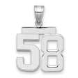 Medium Polished Number 58 Charm Pendant in Real 14k White Gold