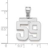 Medium Polished Number 59 Charm Pendant in Real 14k White Gold
