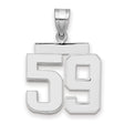Medium Polished Number 59 Charm Pendant in Real 14k White Gold