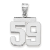 Medium Polished Number 59 Charm Pendant in Real 14k White Gold