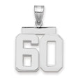 Medium Polished Number 60 Charm Pendant in Real 14k White Gold
