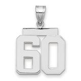 Medium Polished Number 60 Charm Pendant in Real 14k White Gold