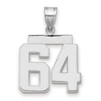 Medium Polished Number 64 Charm Pendant in Real 14k White Gold