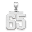 Medium Polished Number 65 Charm Pendant in Real 14k White Gold