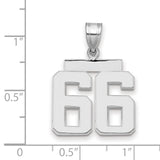 Medium Polished Number 66 Charm Pendant in Real 14k White Gold