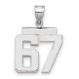 Medium Polished Number 67 Charm Pendant in Real 14k White Gold