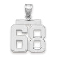 Medium Polished Number 68 Charm Pendant in Real 14k White Gold