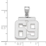 Medium Polished Number 69 Charm Pendant in Real 14k White Gold