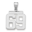 Medium Polished Number 69 Charm Pendant in Real 14k White Gold