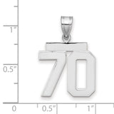 Medium Polished Number 70 Charm Pendant in Real 14k White Gold