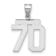 Medium Polished Number 70 Charm Pendant in Real 14k White Gold