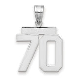 Medium Polished Number 70 Charm Pendant in Real 14k White Gold