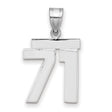 Medium Polished Number 71 Charm Pendant in Real 14k White Gold