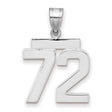 Medium Polished Number 72 Charm Pendant in Real 14k White Gold