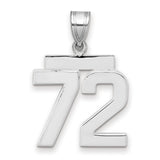 Medium Polished Number 72 Charm Pendant in Real 14k White Gold