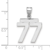 Medium Polished Number 77 Charm Pendant in Real 14k White Gold