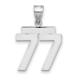 Medium Polished Number 77 Charm Pendant in Real 14k White Gold