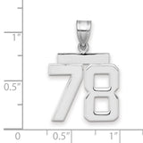 Medium Polished Number 78 Charm Pendant in Real 14k White Gold