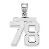Medium Polished Number 78 Charm Pendant in Real 14k White Gold