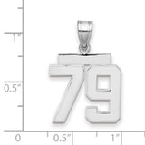 Medium Polished Number 79 Charm Pendant in Real 14k White Gold