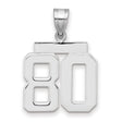 Medium Polished Number 80 Charm Pendant in Real 14k White Gold