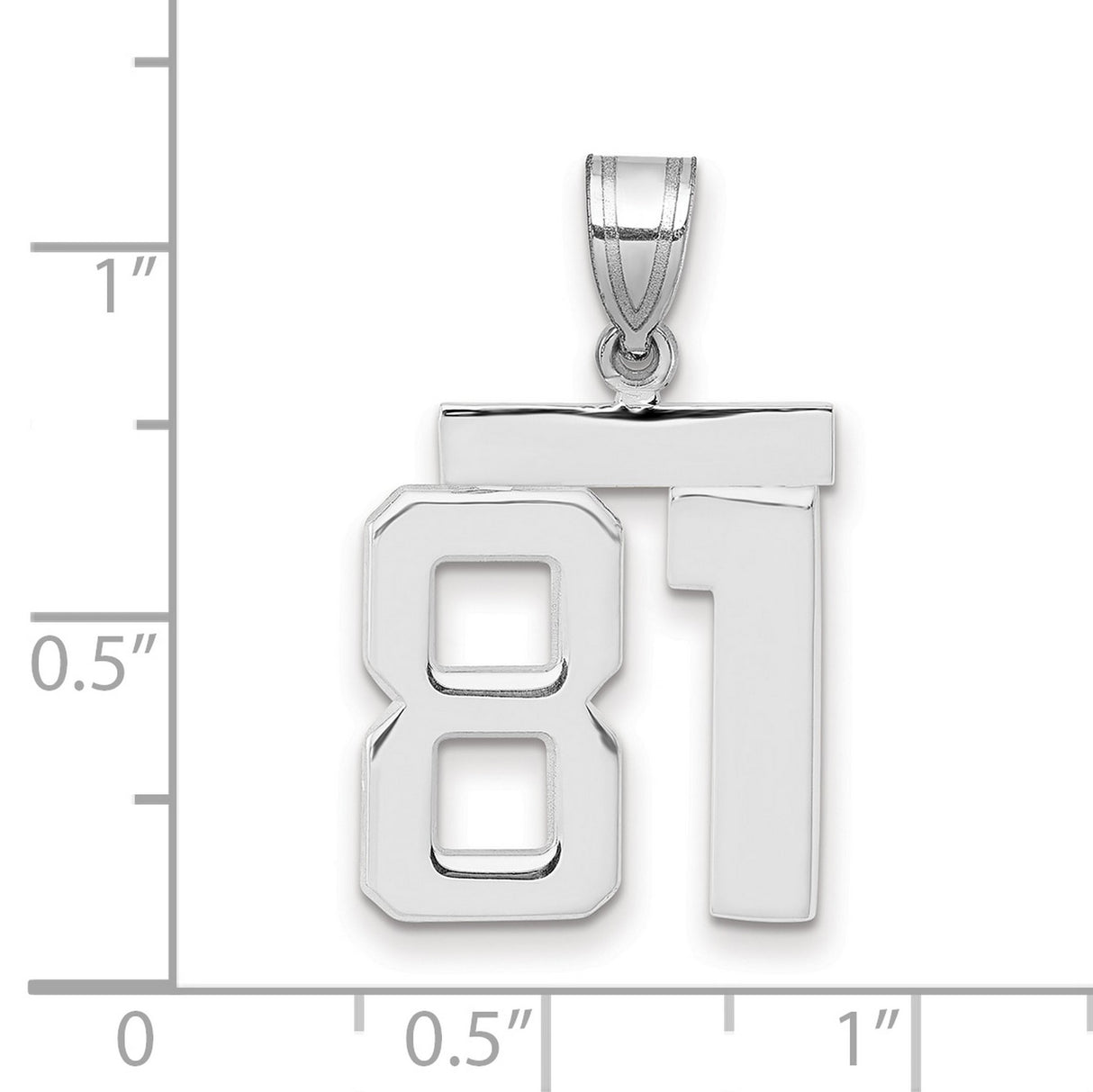 Medium Polished Number 81 Charm Pendant in Real 14k White Gold