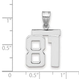 Medium Polished Number 81 Charm Pendant in Real 14k White Gold
