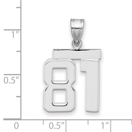 Medium Polished Number 81 Charm Pendant in Real 14k White Gold